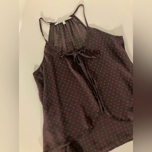 Pink and Gray Polkadot Sheer Blouse